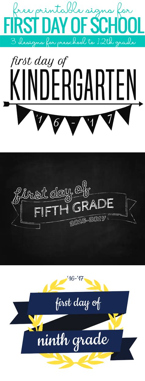 Remodelaholic Free Printable Set First Day Of School Signs School