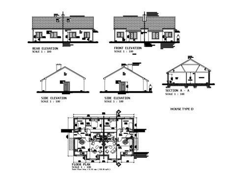 Twin House Elevation Section And Layout Plan Cad Drawing Details Dwg