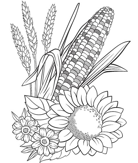 There are two icons above the free astronaut coloring page. Corn and Flowers Coloring Page | crayola.com