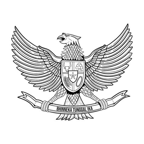 Esboço De Garuda Pancasila Símbolo Da Indonésia País Vetor Premium