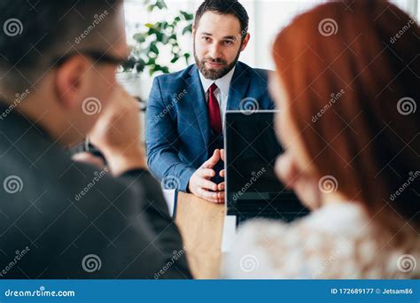Boss And Hr Manager Interviewing Male Candidate Stock Image Image Of