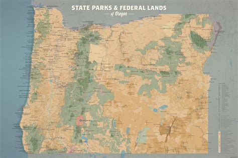 Oregon State Parks And Federal Lands Map 24x36 Poster Etsy