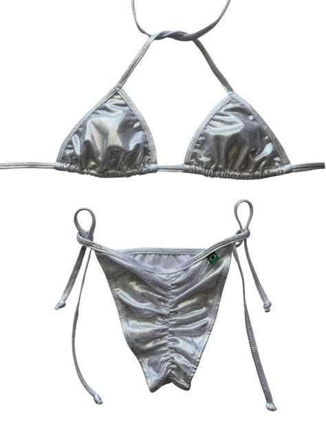 Metallic Shiny Bikini Cheeky Swimsuit Brazilian Bikini Etsy