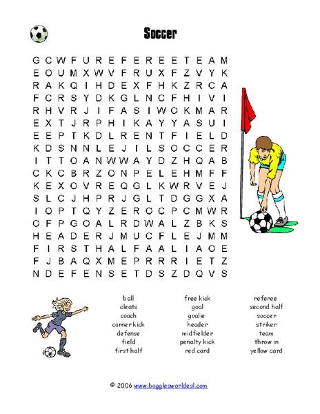 Soccer Word Search Worksheet For 3rd 4th Grade Lesson Planet