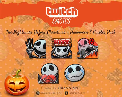 Halloween Emote Pack 5x Jack Skellington Emotes For Twitch Etsy