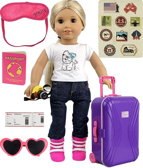 Click N Play 18 Doll Travel Carry On Suitcase Luggage 7piece Set With