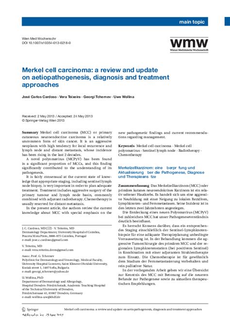 Pdf Merkel Cell Carcinoma A Review And Update On Aetiopathogenesis