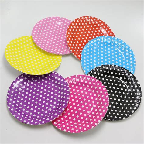 Polka Dot Paper Plates 7inch 10pcslot Round Plates Party Supplies For