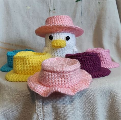 Handmade Crocheted Duck With Bucket Hat Etsy