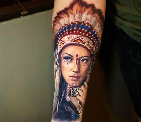 Native American Girl Tattoo