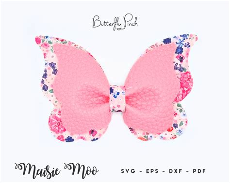 Butterfly Pinch Bow Svg Double Butterfly Bow Svg Felt Bow Etsy
