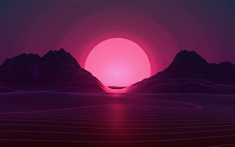 Download Wallpapers Sunset 4k Pink Sun Abstract