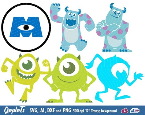 Monsters Inc 25 Svg Cliparts Svg And Dxf Files For Cute Etsy