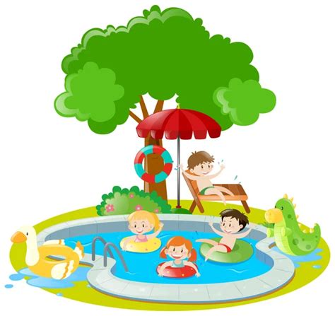 Children Swimming In Swimming Pool Stock Vector Image By ©brgfx 127188236