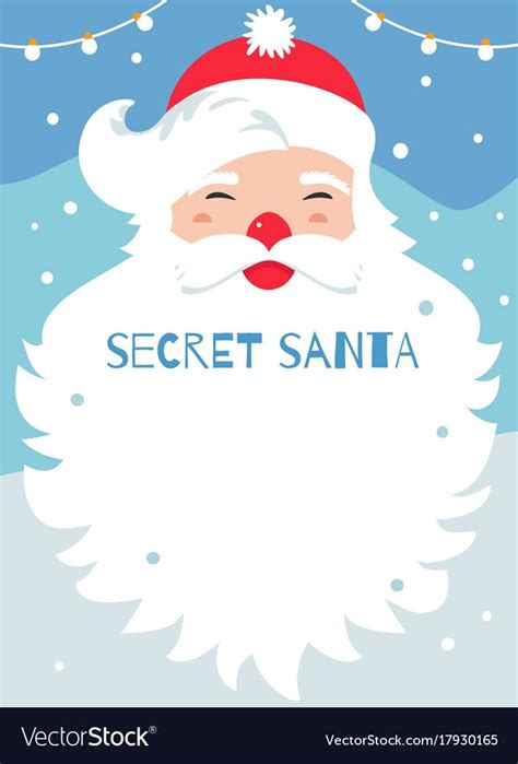 A Christmas Card With Santa Claus And The Words Secret Santa On Its Face