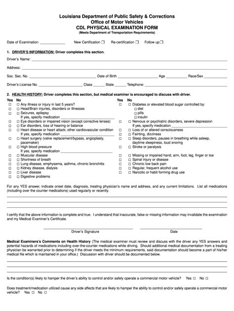 Louisiana Cdl Physical Form Fill Out And Sign Online Dochub