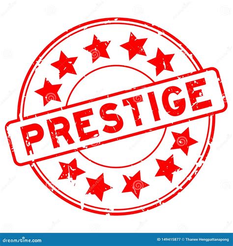Grunge Red Prestige With Star Icon Round Rubber Stamp On White