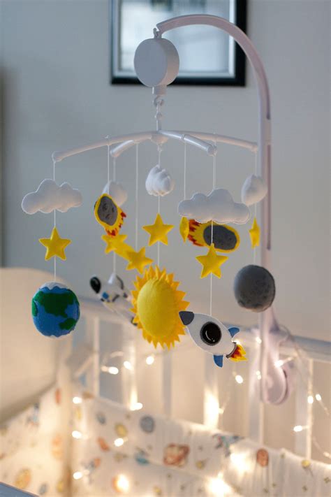 Space Mobile Rocket Plush Baby Mobile Mobile For Newborns Etsy Baby Mobile Crib Mobile