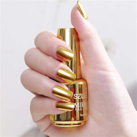 covermason metallic nail polish flow gold mirror chrome effect foil glitter nails varnish art r