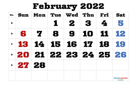 Free February 2022 Calendar Printable Pdf And Image