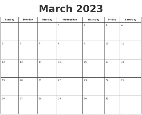 March 2023 Print A Calendar