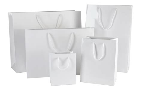 Luxury White Gloss Paper Bags With Rope Handles Christmas And Birthday