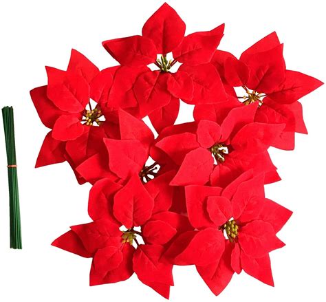 Bohk 50 Pieces Artificial Poinsettia Flowers Christmas Tree Ornaments 8