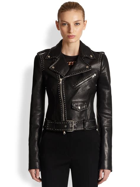 Lyst Alexander Mcqueen Studded Leather Moto Jacket In Black