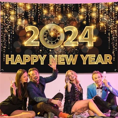 Katchon Happy New Year Banner 2024 Xtralarge 72x44 Inch Happy New
