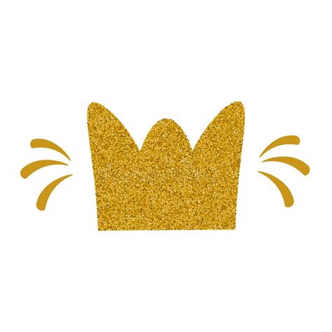 Gold Glitter Crown On Blue Background And Text Little