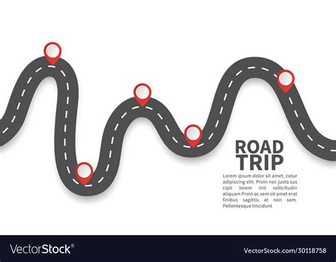 Road With Red Pins Navigating Milestone Timeline Vector Image