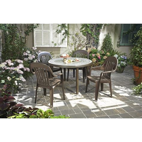 Adams Mfg Corp Earth Slat Seat Resin Stackable Patio Dining Chair At