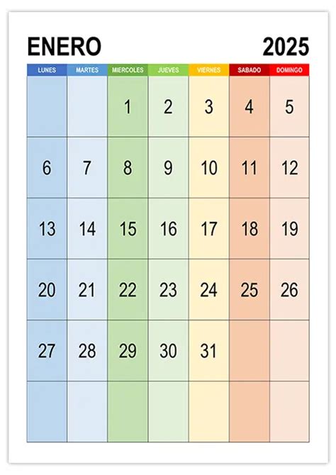 Calendario Enero 2025 Calendariossu