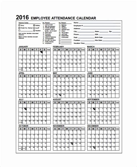 2025 Employee Attendance Calendar Printable Free Wording Koren Annamaria