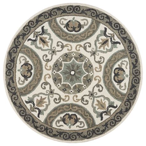 Lr Home Hand Tufted Dazzle Ivory And Gray Swirl Wool 4 Feet Round Indoor