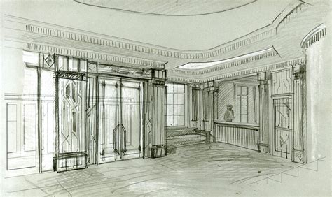 Interior sketches - art-deco hotel on Behance