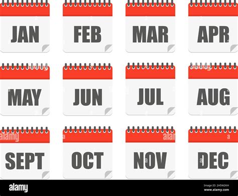 Calendar Set Of Month Of Year In Flat Stock Vector Image And Art Alamy