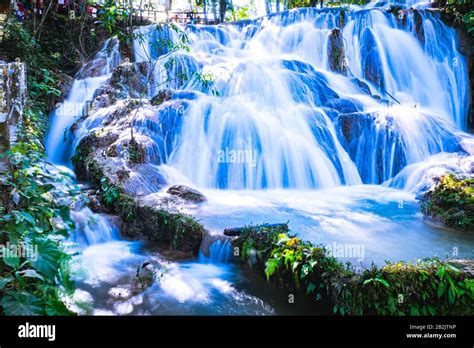 Agua Azul Means Blue Water Waterfalls In Chiapas Mexico Stock Photo
