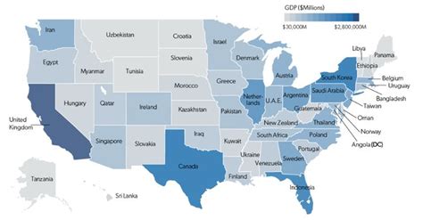 The Us Map With States Named For Countries With Similar Gpss 2016
