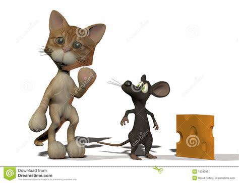 Kitten And Mouse 3d Cartoon Animals Stock Illustration