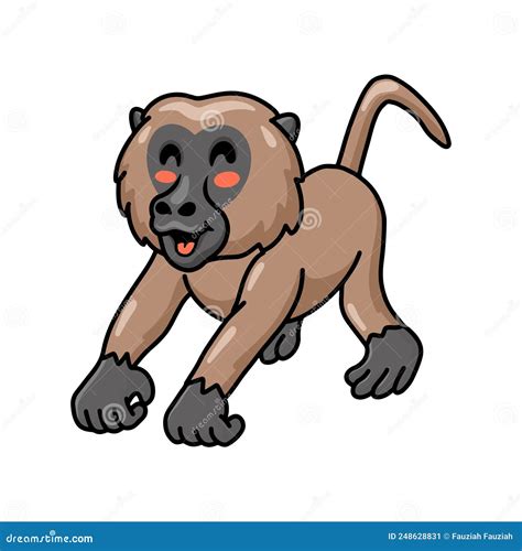 Cute Little Baboon Monkey Cartoon Stock Vector Illustration Of