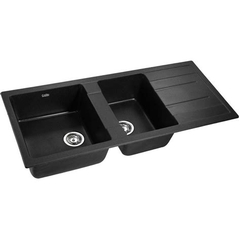 Maybe you would like to learn more about one of these? Cefito 1160 x 500mm Granite Stone Double Sink - Black