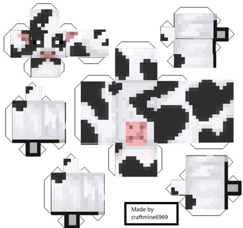 Pixel Papercraft Dairy Cow Minecraft Earth