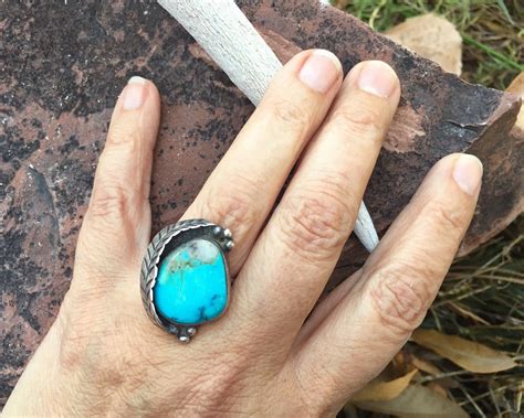 S Simple Turquoise Ring For Women Size Native American Indian