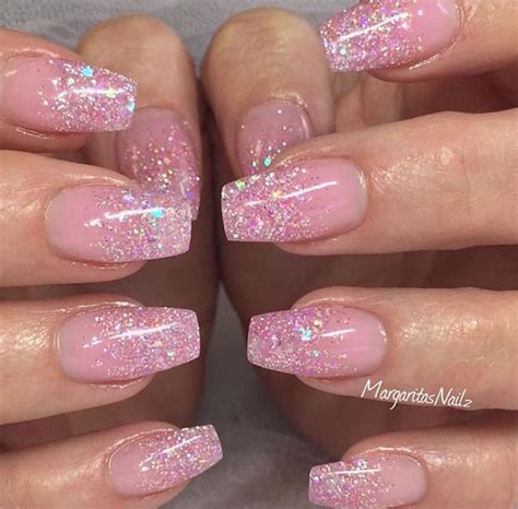 Pink Glitter Acrylic Nails Photos