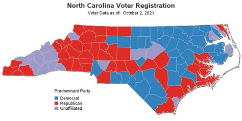North Carolina Voter Registration Map Democrat Republican Unaffiliated