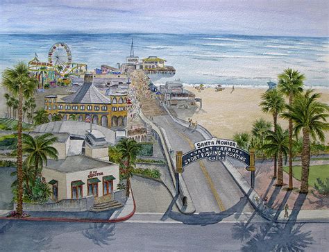 Is large, at 3.5 miles in length; Santa Monica Pier Painting by Bonnie Sue Schwartz