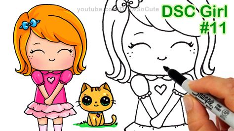 How To Draw Chibi Girl And Kitten Step By Step Cute
