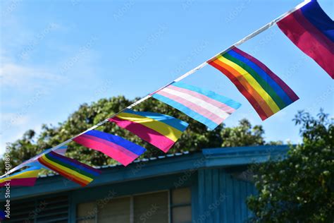 Lgbtq Flags Were Hung In Front Of The Asian House To Decorate Respect