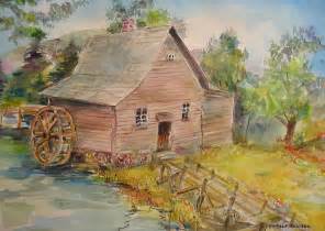 The Old Water Mill Painting By Harold Ellison Pixels